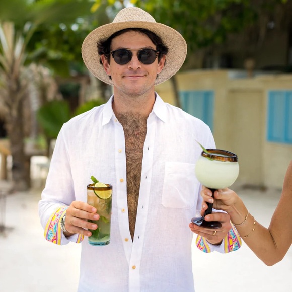 KENNY FLOWERS 🆕‘THE RIVIERA’ ROLLUP LONG SLEEVE WHITE LINEN SHIRT. Size XXL. - Picture 5 of 7